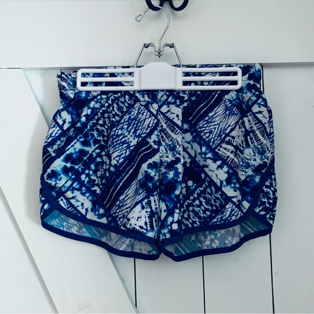Athletic Shorts Lined Drawstring Activewear Shorts Cobalt Blue Tie Dye Small